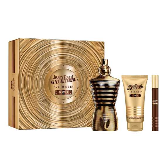 JEAN PAUL GAULTIER, LE MALE ELIXIR PARFUM 125MLS SPRAY+75ML SHOWER GEL+10ML SPRAY GIFT SET M