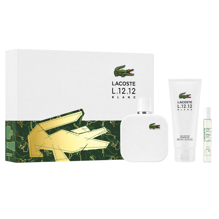 Lacoste, Eau De Lacoste L.12.12 Blanc Pure Edt 100ml M 3 pcs gift set